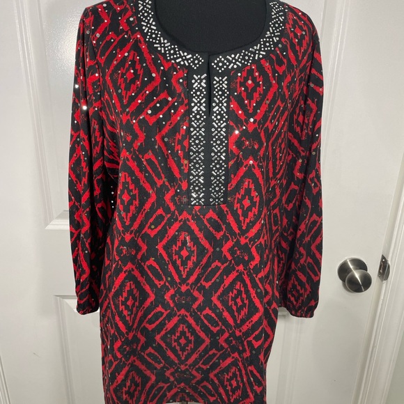 Cathy Daniels Tops - Cathy Daniels Ref  and Black Geometric Patterned Tunic Size Medium CB-70